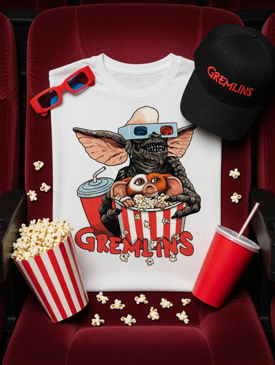 Gremlins Gizmo 3D Glasses Popcorn Movie Night DTF T-Shirt