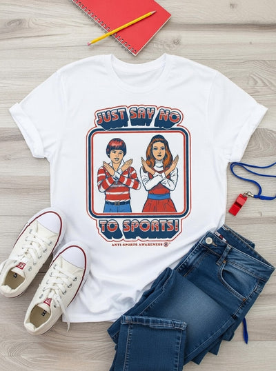 Retro 'Just Say No to Sports' Funny Graphic Tee | Wild Creation Station