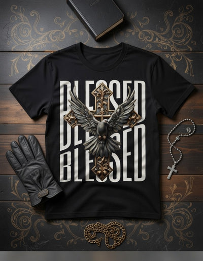 Blessed Cross & Dove DTF T-Shirt - Christian Faith Apparel