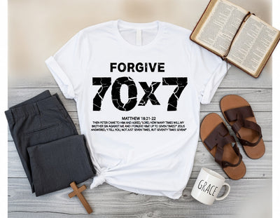 Forgive 70x7 Christian DTF Tee | Matthew 18:21-22 Scripture
