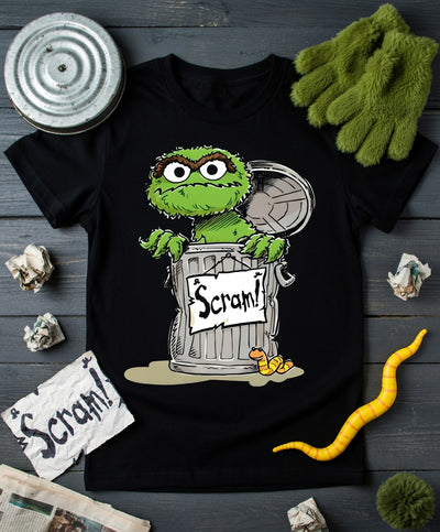 Oscar the Grouch Scram! Trash Can T-Shirt