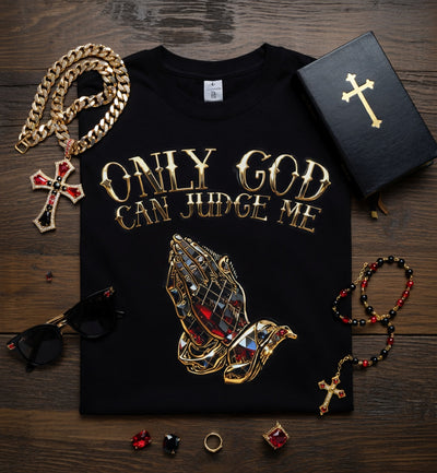 Only God Can Judge Me Diamond Praying Hands Tee