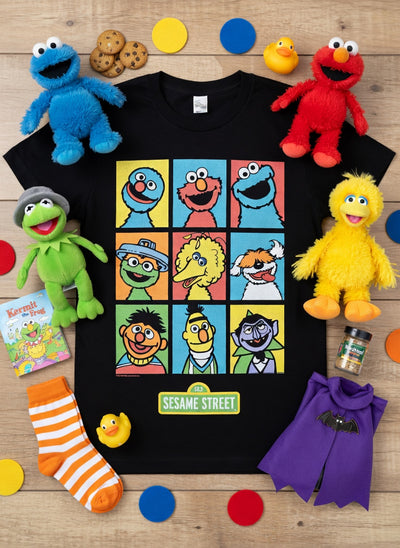 Sesame Street 9-Character Retro Grid Tee