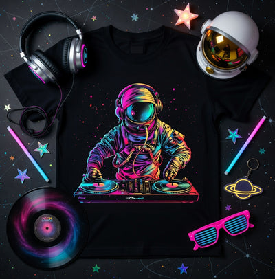 Neon Astronaut DJ Spaceman T-Shirt