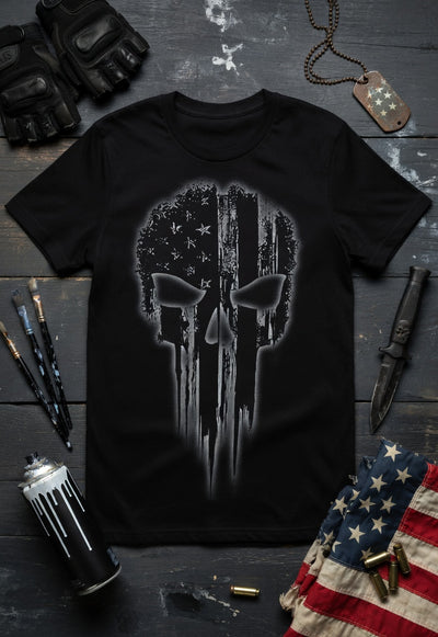 Distressed Punisher Flag Skull T-Shirt
