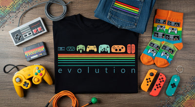 Retro Gaming Controller Evolution Rainbow Tee