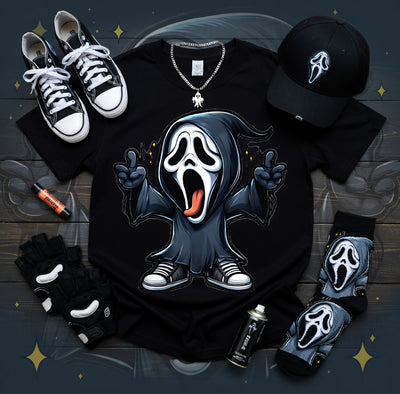 Chibi Ghostface Scream Rock On T-Shirt