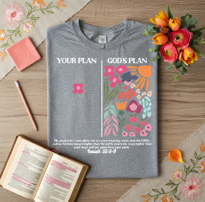 God's Plan Isaiah 55:8-9 Inspirational Floral Tee