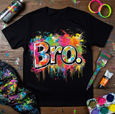 Bro. Colorful Graffiti Paint Splatter Tee