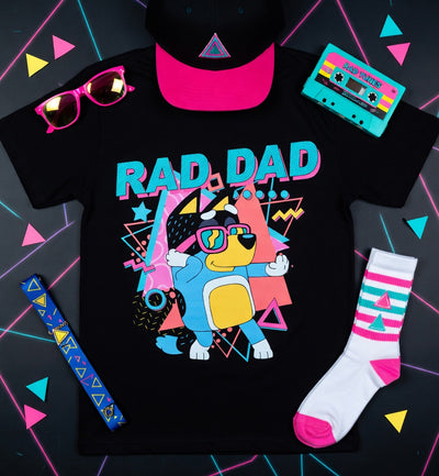 Rad Dad Bandit Heeler Retro 80s Tee