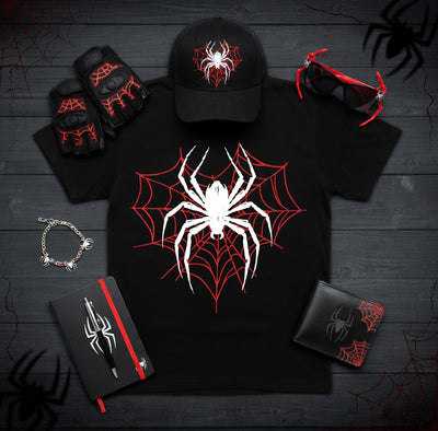 Edgy White Spider Red Web DTF