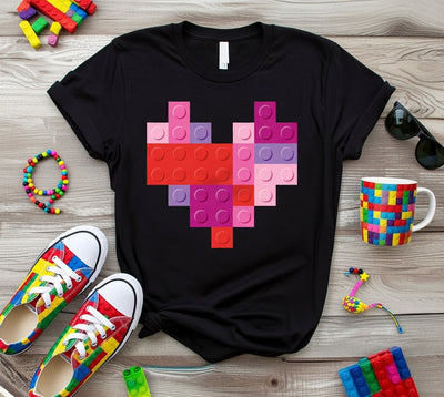 Building Block Heart Love DTF T-Shirt - Waco TX