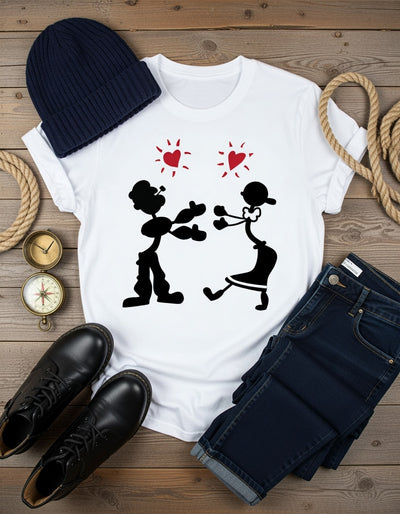 Popeye & Olive Oyl Retro Love DTF T-Shirt | Classic Cartoon Romance