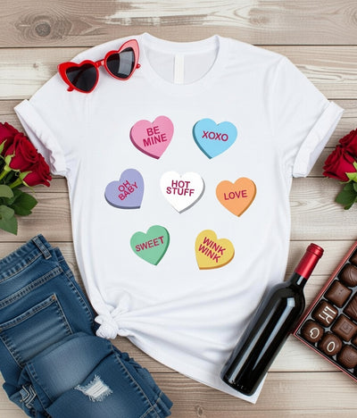 Conversation Hearts Valentine's T-Shirt - Sweet Love Design