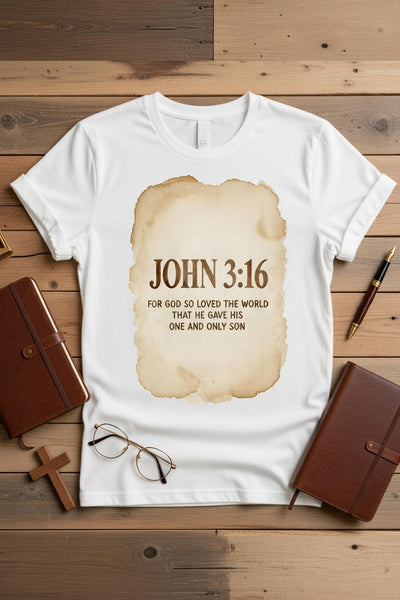 John 3:16 Christian T-Shirt - Faith Scripture DTF Print Tee
