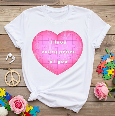 "I Love Every Peace Of You" Peace Sign Puzzle Heart T-Shirt | Starting at $4.99