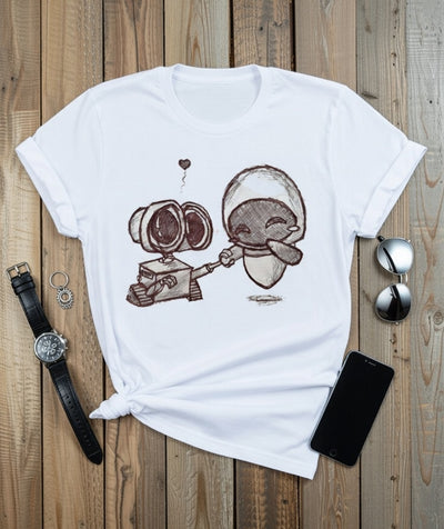 WALL-E & EVE Love Story Sketch T-Shirt | Wild Creation Station