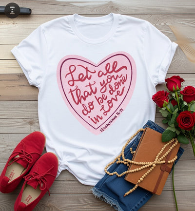 Let All Be Done in Love 1 Corinthians 16:14 Christian DTF T-Shirt