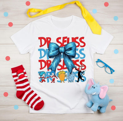 Dr. Seuss Celebration Blue Bow & Friends DTF Tee
