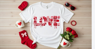 LOVE Bows & Ribbons DTF T-Shirt - Romantic Valentine's Design
