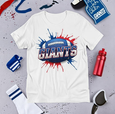 Giants Football Splatter DTF T-Shirt | Game Day Fan Tee