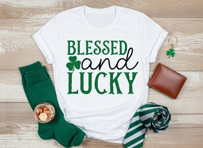 Blessed & Lucky St. Patrick's Day Shamrock DTF Tee