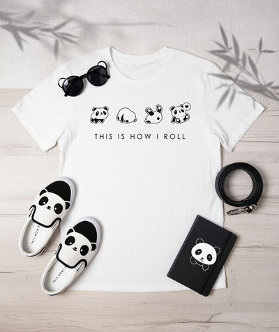 Panda Rolling "This Is How I Roll" Funny Graphic Tee