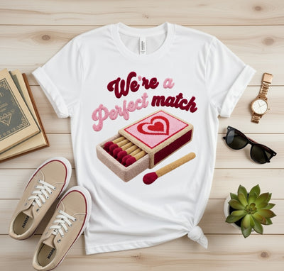 "We're a Perfect Match" Heart Matchbox Love T-Shirt | Starting at $4.99