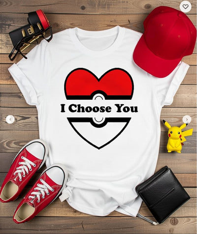 I Choose You Poké Ball Heart T-Shirt | Pokémon Fan Gift