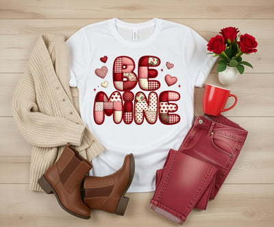 Patchwork 'Be Mine' Valentine's Day T-Shirt & Sticker Design