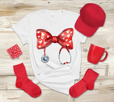 Love Stethoscope Bow T-Shirt | Healthcare Hero Apparel