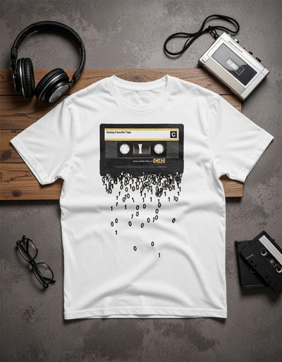 Analog to Digital Cassette Tape Binary Code T-Shirt