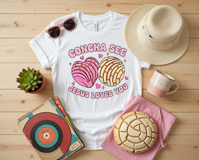 Concha See Jesus Loves You DTF T-Shirt - Christian Faith Tee