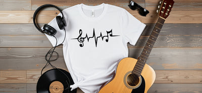Music Lover Heartbeat T-Shirt | Treble Clef EKG Tee