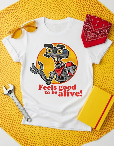 Johnny 5 'Feels Good to Be Alive!' Robot Graphic Tee