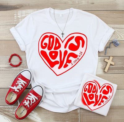 God Is Love 1 John 4:16 Christian Heart DTF T-Shirt