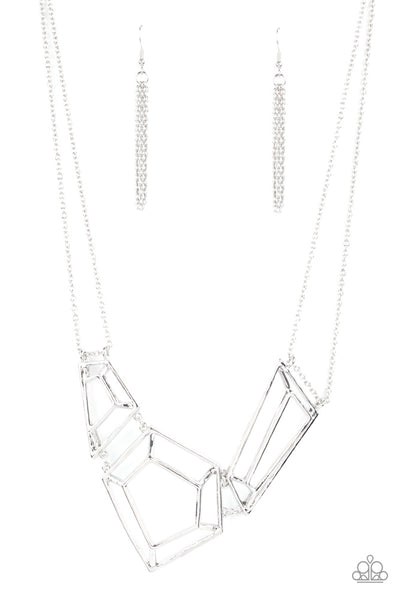 3-D Drama - Silver - Necklace