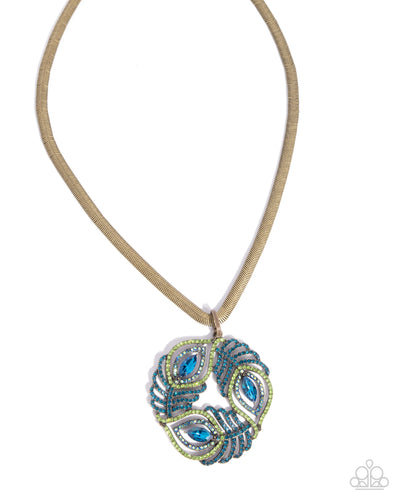 Peacock Patchwork - Brass - Necklace