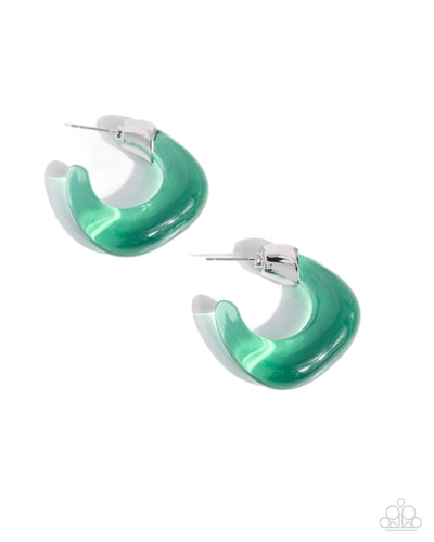Clear Charm - Green - Earring