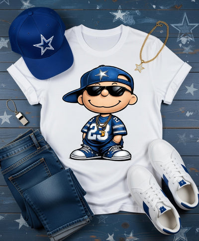 Cool Cartoon Dallas Cowboys Fan DTF T-Shirt - Game Day Style