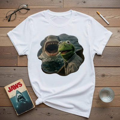 Kermit the Frog Jaws Parody Smoking Shark T-Shirt