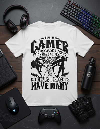 Gamer Many Lives T-Shirt | RPG Fantasy Gaming Tee