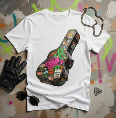 Sticker Bomb Guitar Case 'Jesus Saves' DTF T-Shirt