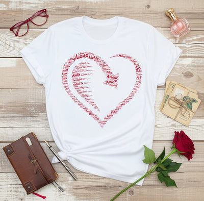 Love in Every Language Heart Word Art T-Shirt