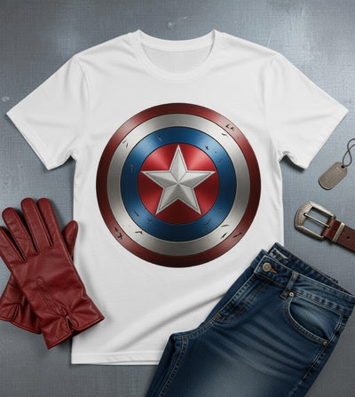 Iconic Captain America Shield T-Shirt - Patriotic Hero Design