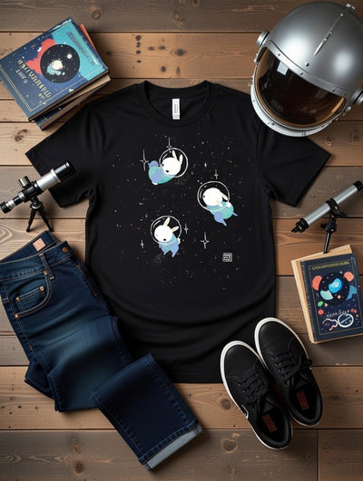Floating Space Bunnies Astronaut Tee | Cute Space Adventure