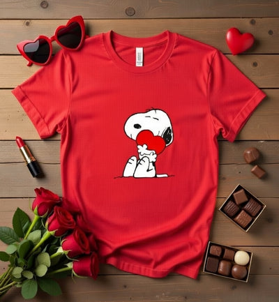 Snoopy Love Heart Red T-Shirt - Peanuts Valentine's Gift