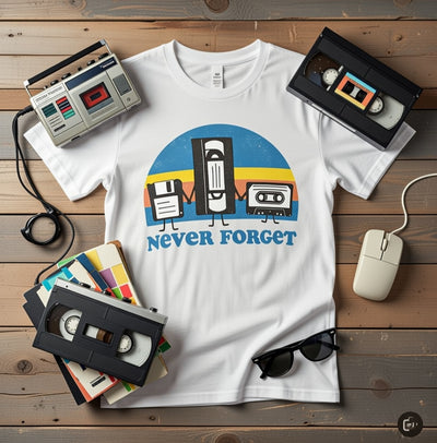 Never Forget Retro Media Formats T-Shirt