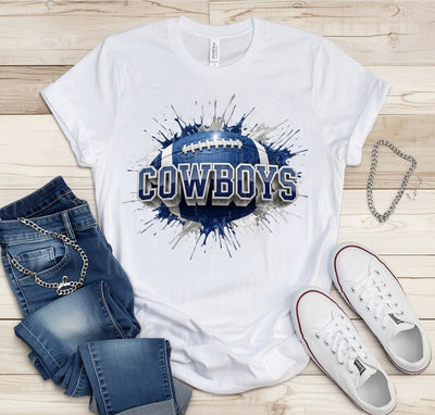 Cowboys Football Splatter Graphic Tee - Game Day Fan Shirt