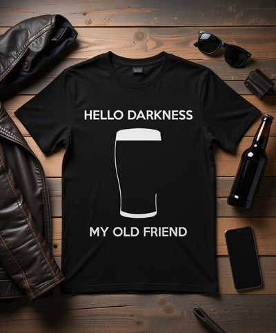 Hello Darkness My Old Friend Beer Pint Glass Tee - Funny Beer Lover